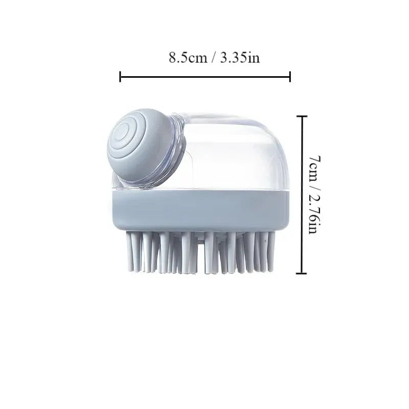 Soft Silicone Pet Bath Brush with Shampoo Dispenser — Gentle Massage & Grooming for Dogs & Cats