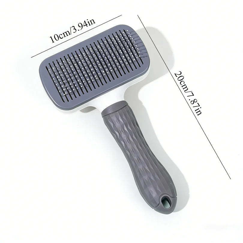 Self-Cleaning Pet Grooming Brush — One-Click Hair Removal & Bent Needle Massage Comb for Dogs & Cats