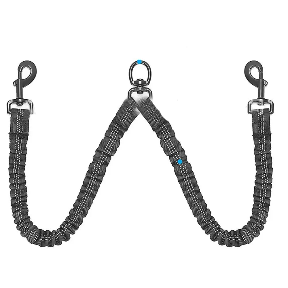 Double-Headed Shock-Absorbing Dog Leash — Elastic Anti-Pull Walking Rope for Dogs