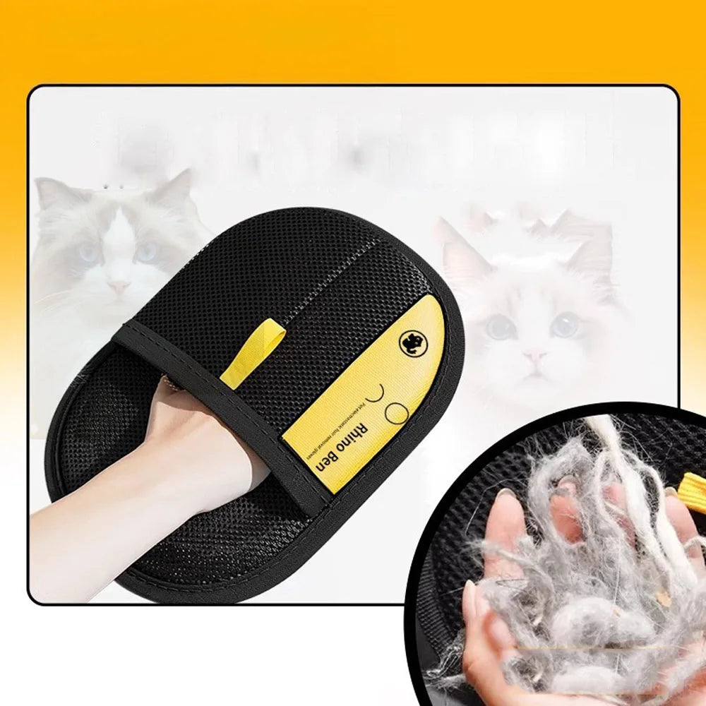 Pet Grooming Gloves — Hair Remover Brush for Dog & Cat Fur on Sofas, Carpets & Clothes