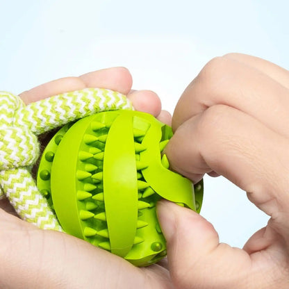 Cotton Rope Treat Ball Dog Toy — Bite-Resistant Teeth Cleaning & Interactive Training Toy