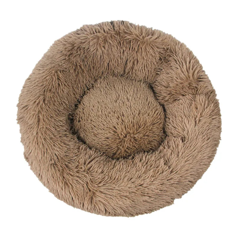 Round Plush Pet Bed — Super Soft Warm Sleeping Bed for Large Dogs & Cats