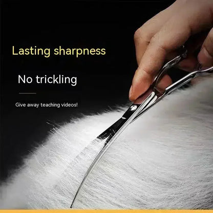 Professional Pet Grooming Scissors Set — Trimming, Bent & Straight Scissors for Dogs & Cats