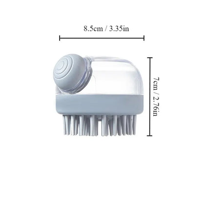 Soft Silicone Pet Bath Brush with Shampoo Dispenser — Gentle Massage & Grooming for Dogs & Cats