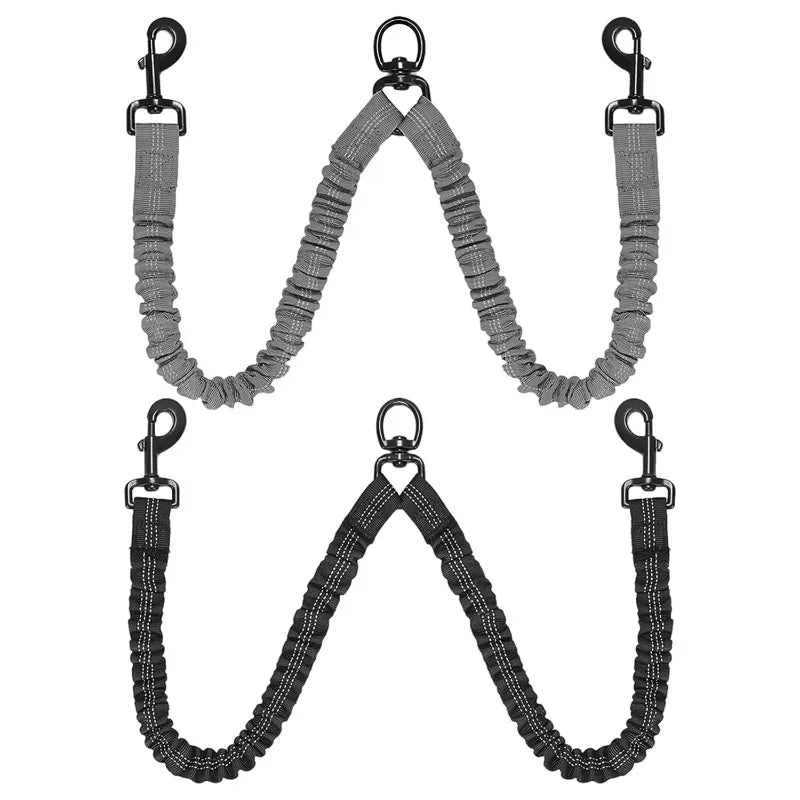 Double-Headed Shock-Absorbing Dog Leash — Elastic Anti-Pull Walking Rope for Dogs