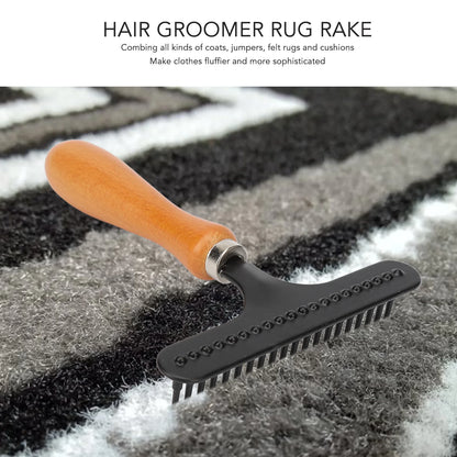 Pet Deshedding & Detangling Brush — Wooden Handle Grooming Rake for Cats & Dogs