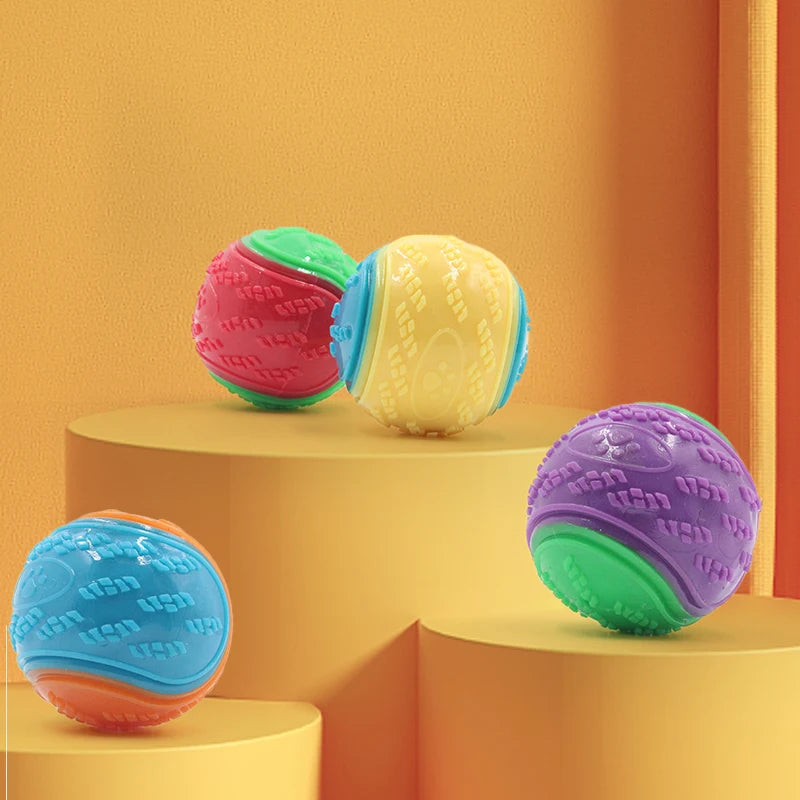 Squeaky Dog Ball Toy — Soft TPR Bite-Resistant Teeth Cleaning Toy for Dogs