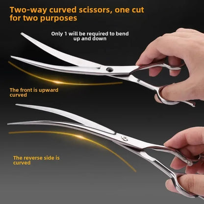 Professional Pet Grooming Scissors Set — Trimming, Bent & Straight Scissors for Dogs & Cats