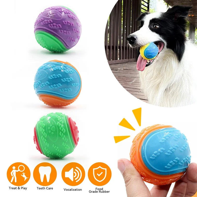 Squeaky Dog Ball Toy — Soft TPR Bite-Resistant Teeth Cleaning Toy for Dogs