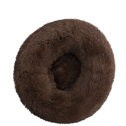 Round Plush Pet Bed — Super Soft Warm Sleeping Bed for Large Dogs & Cats