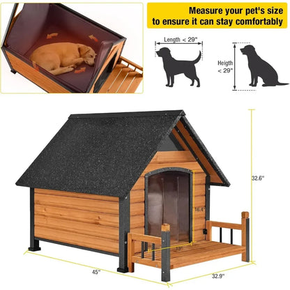 Dog House Outdoor, Insulated Kennel Outside for Large Breed, Weatherproof Shelter with Anti-Chewing Iron Frame