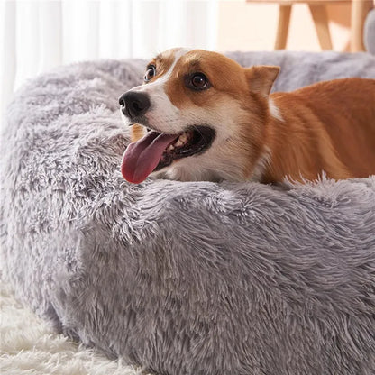 Round Plush Pet Bed — Super Soft Warm Sleeping Bed for Large Dogs & Cats