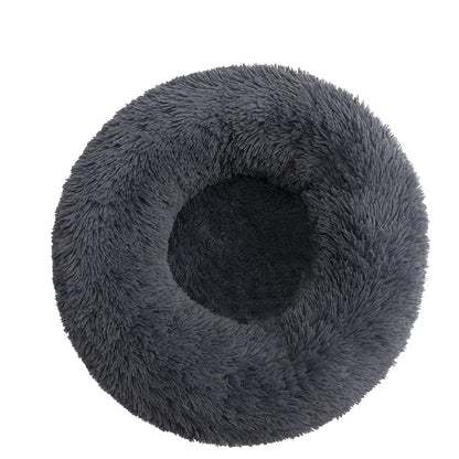 Round Plush Pet Bed — Super Soft Warm Sleeping Bed for Large Dogs & Cats