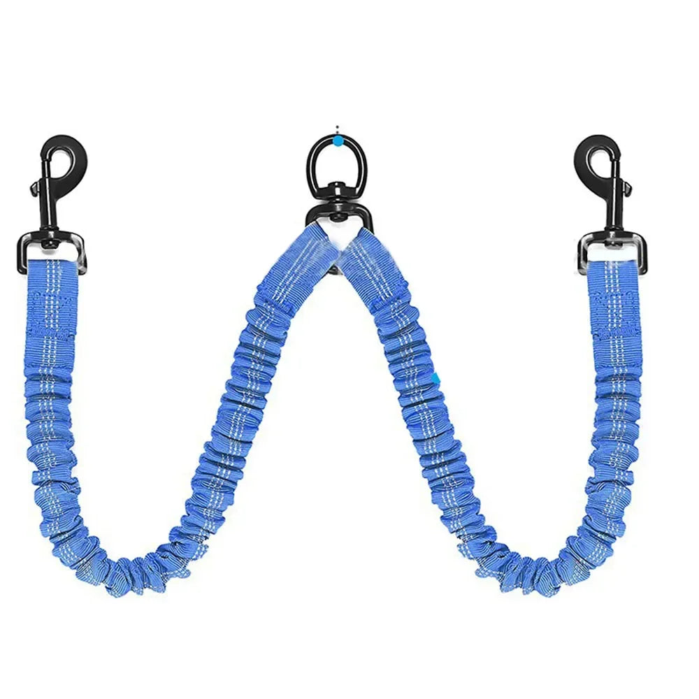 Double-Headed Shock-Absorbing Dog Leash — Elastic Anti-Pull Walking Rope for Dogs