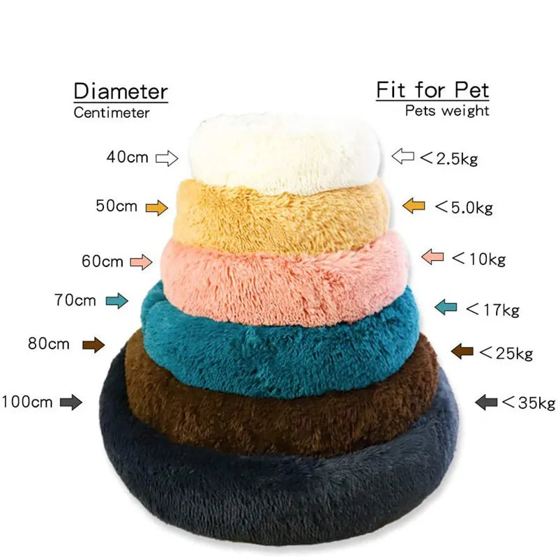 Round Plush Pet Bed — Super Soft Warm Sleeping Bed for Large Dogs & Cats