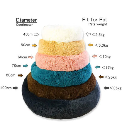 Round Plush Pet Bed — Super Soft Warm Sleeping Bed for Large Dogs & Cats