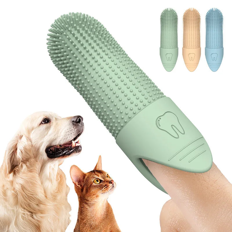 360° Dog Finger Toothbrush — Food-Grade Silicone Dental Care for Dogs & Cats