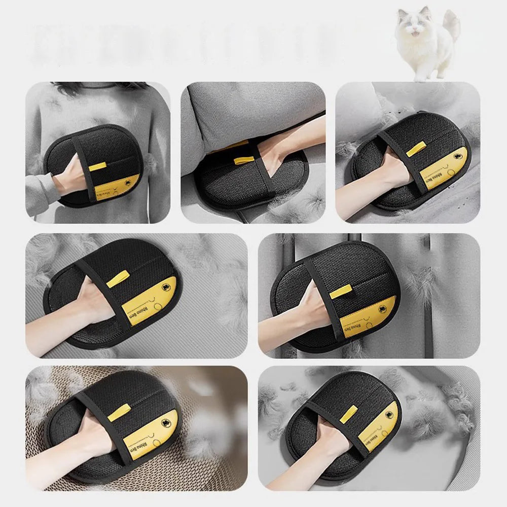 Pet Grooming Gloves — Hair Remover Brush for Dog & Cat Fur on Sofas, Carpets & Clothes