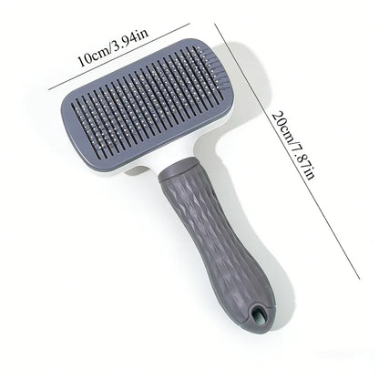 Self-Cleaning Pet Grooming Brush — One-Click Hair Removal & Bent Needle Massage Comb for Dogs & Cats