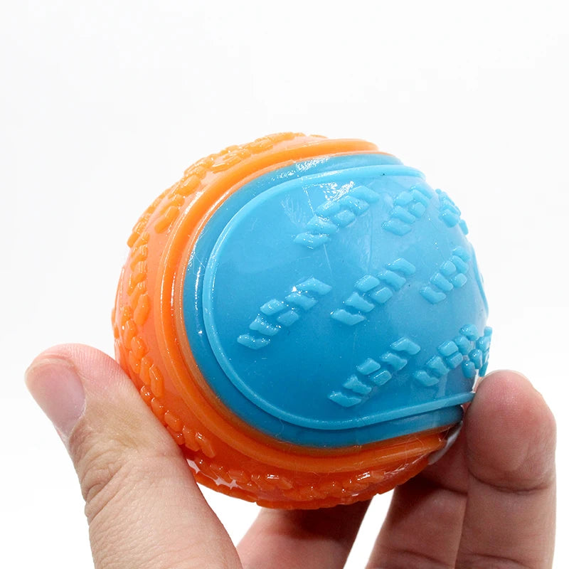 Squeaky Dog Ball Toy — Soft TPR Bite-Resistant Teeth Cleaning Toy for Dogs