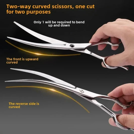 Professional Pet Grooming Scissors Set — Trimming, Bent & Straight Scissors for Dogs & Cats