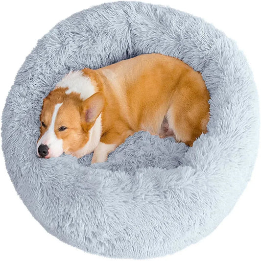 Round Plush Pet Bed — Super Soft Warm Sleeping Bed for Large Dogs & Cats