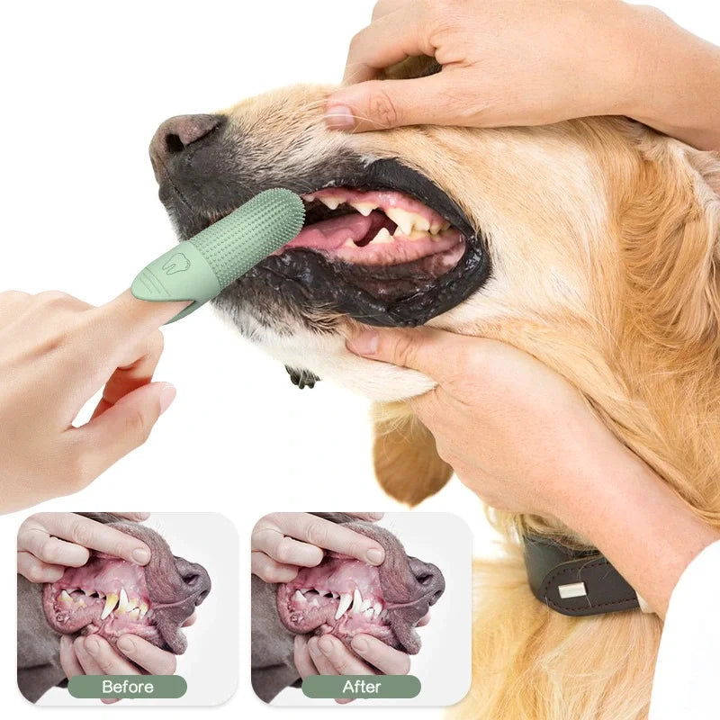 360° Dog Finger Toothbrush — Food-Grade Silicone Dental Care for Dogs & Cats