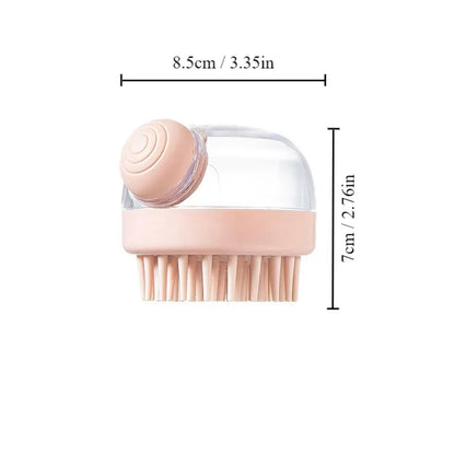 Soft Silicone Pet Bath Brush with Shampoo Dispenser — Gentle Massage & Grooming for Dogs & Cats